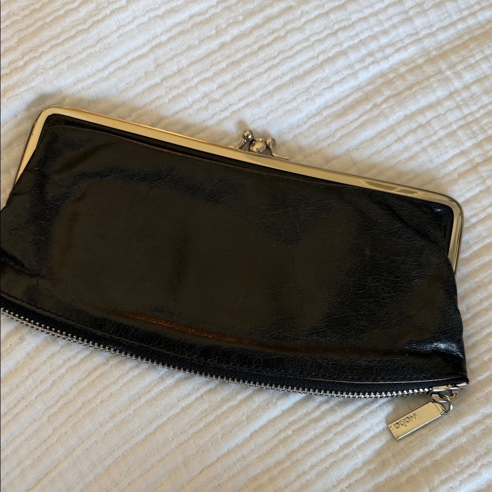 HOBO Black Leather Wristlet Clutch